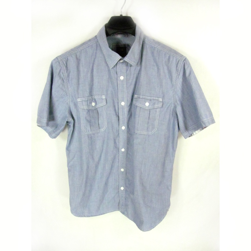 Lee Men's Shirt Size L Blue Short Sleeves Button